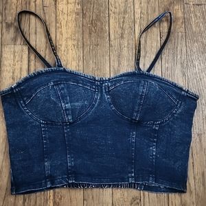 Dark Denim Bustier Corset Crop Top